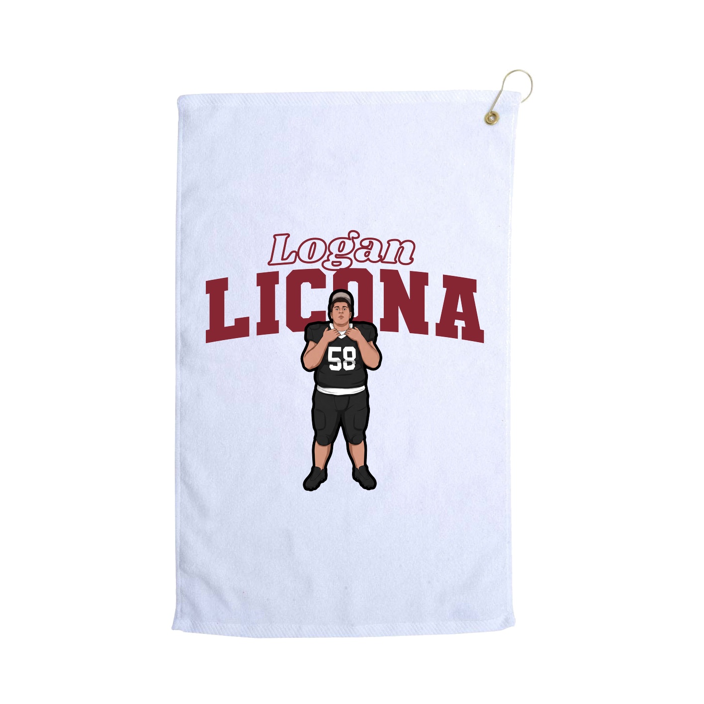 Golf Towel — Name Arch in White