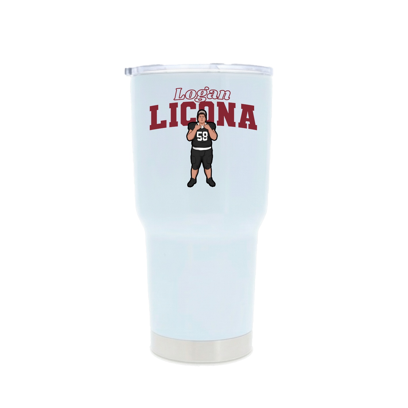 30oz Stainless Steel Tumbler — Name Arch in White