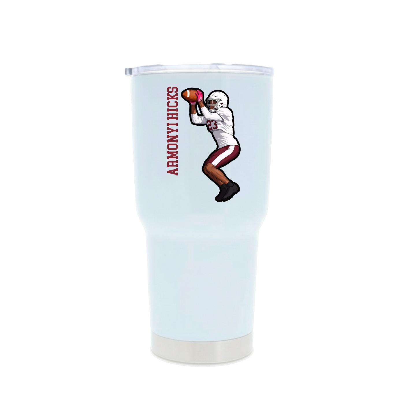 30oz Stainless Steel Tumbler — Name Vertical in White