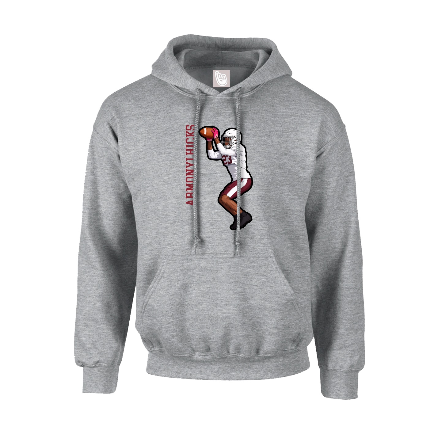 Youth Hoodie — Name Vertical in Grey