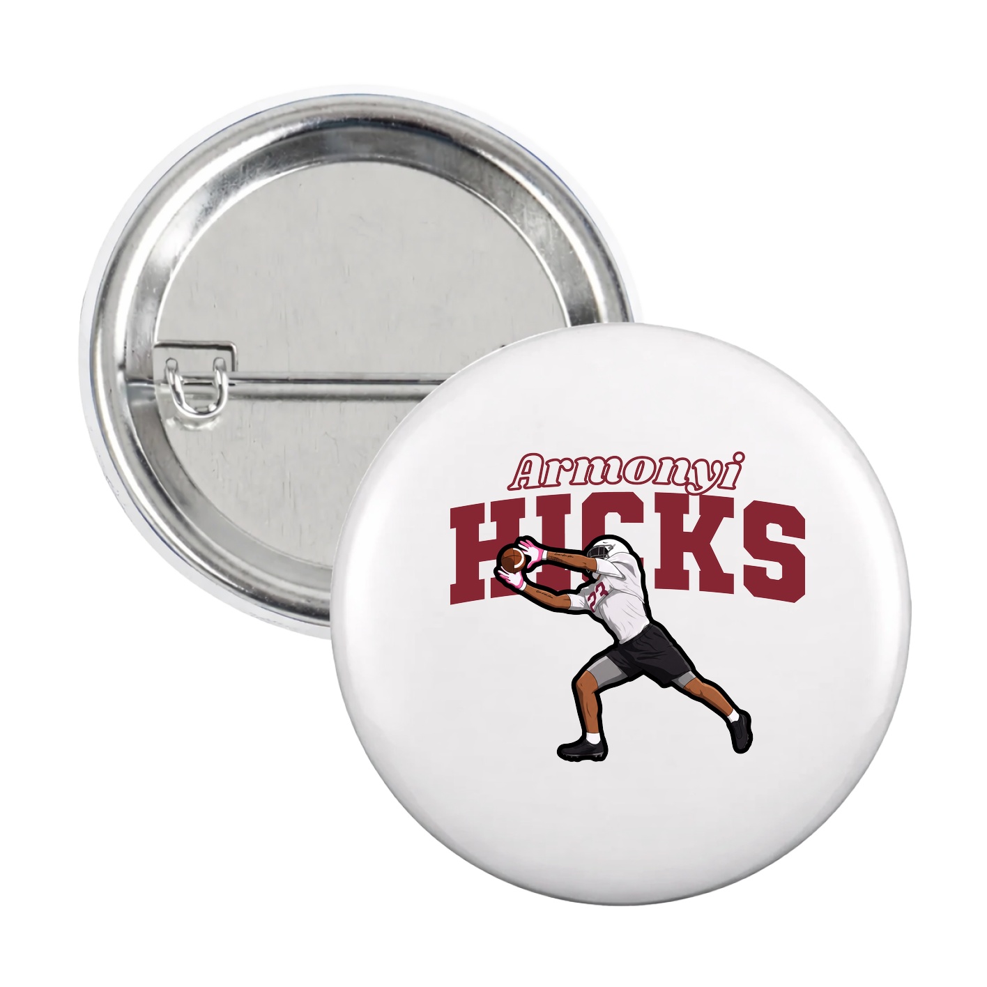 Game Day Button — Name Arch in White