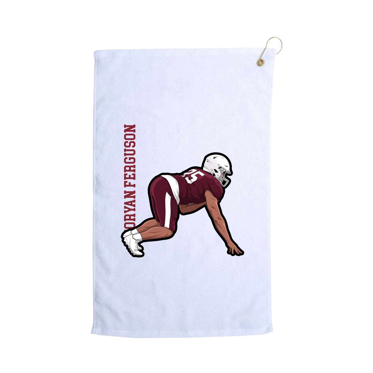 Golf Towel — Name Vertical in White