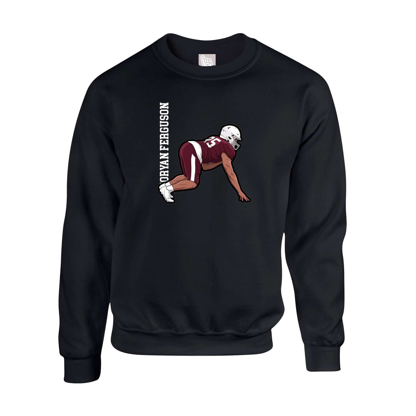 Fleece Crew — Name Vertical in Black