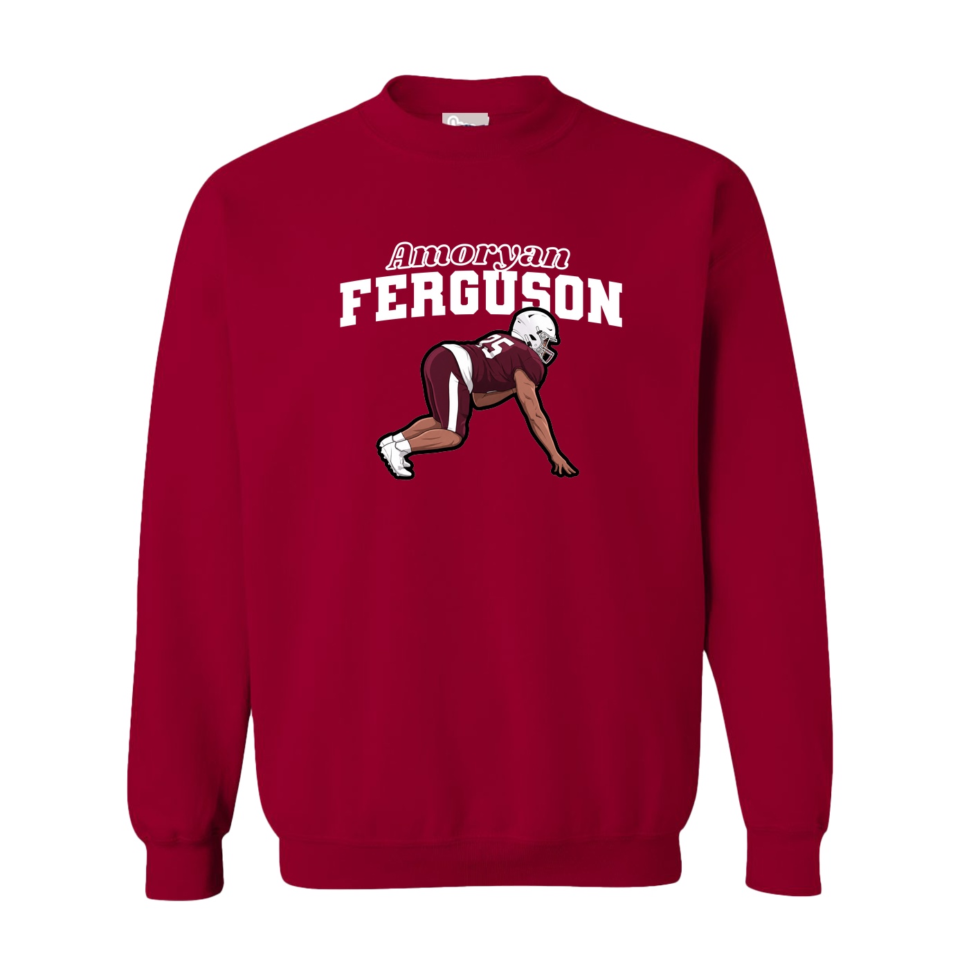Fleece Crew — Name Arch in Cardinal