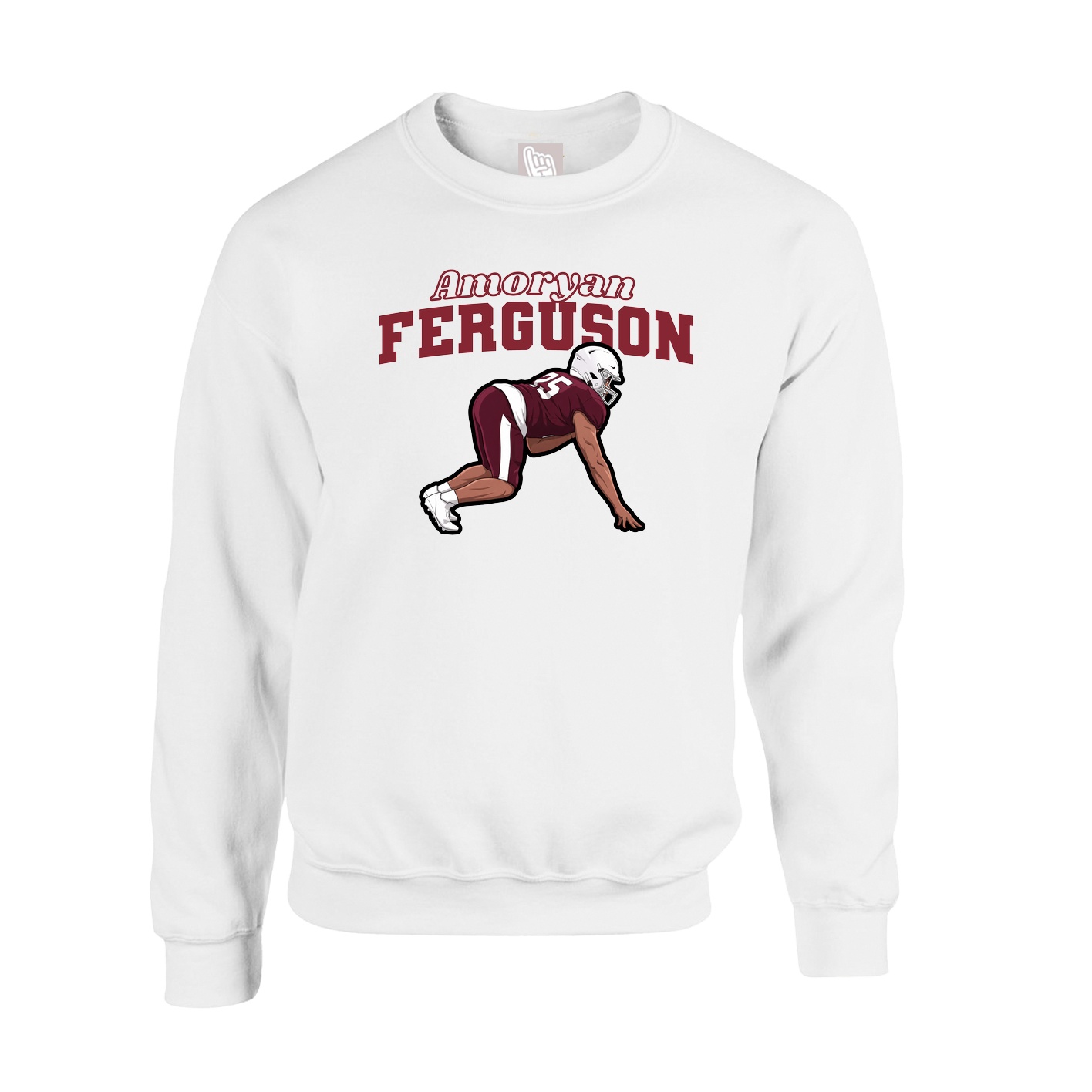 Fleece Crew — Name Arch in White