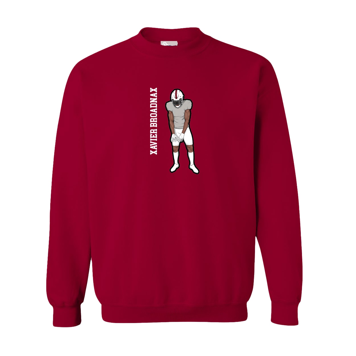 Fleece Crew — Name Vertical in Cardinal