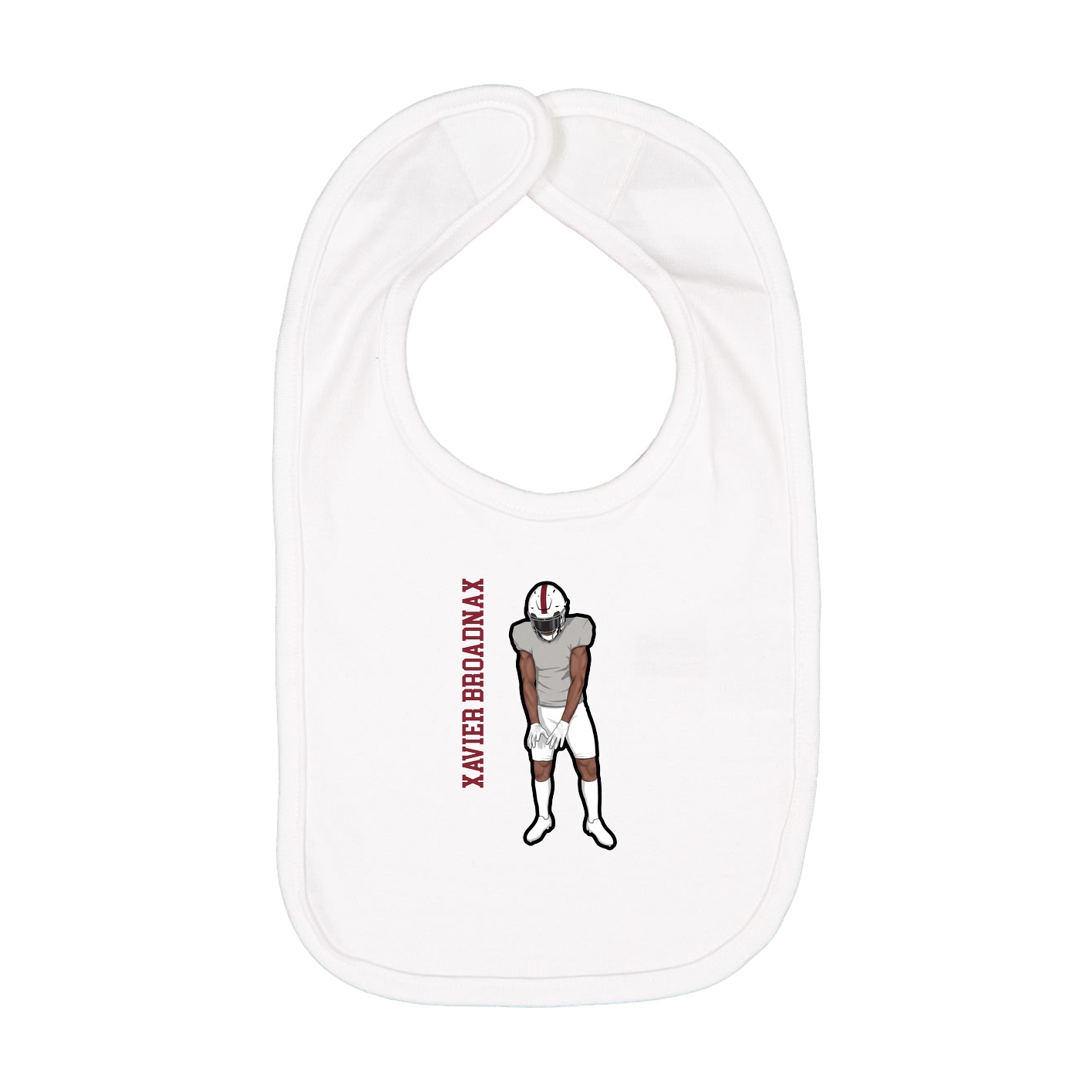 Infant Bib — Name Vertical in White