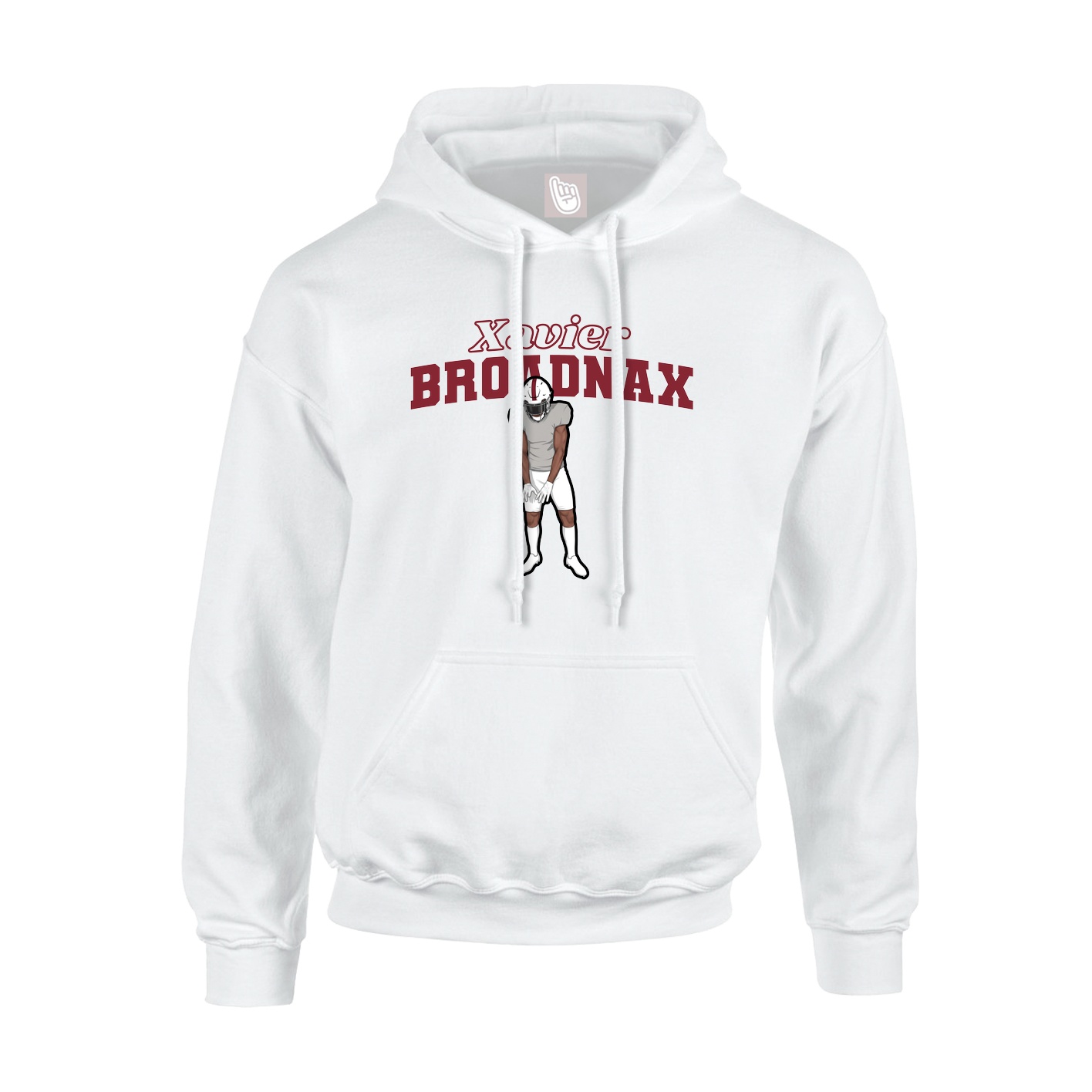 Youth Hoodie — Name Arch in White