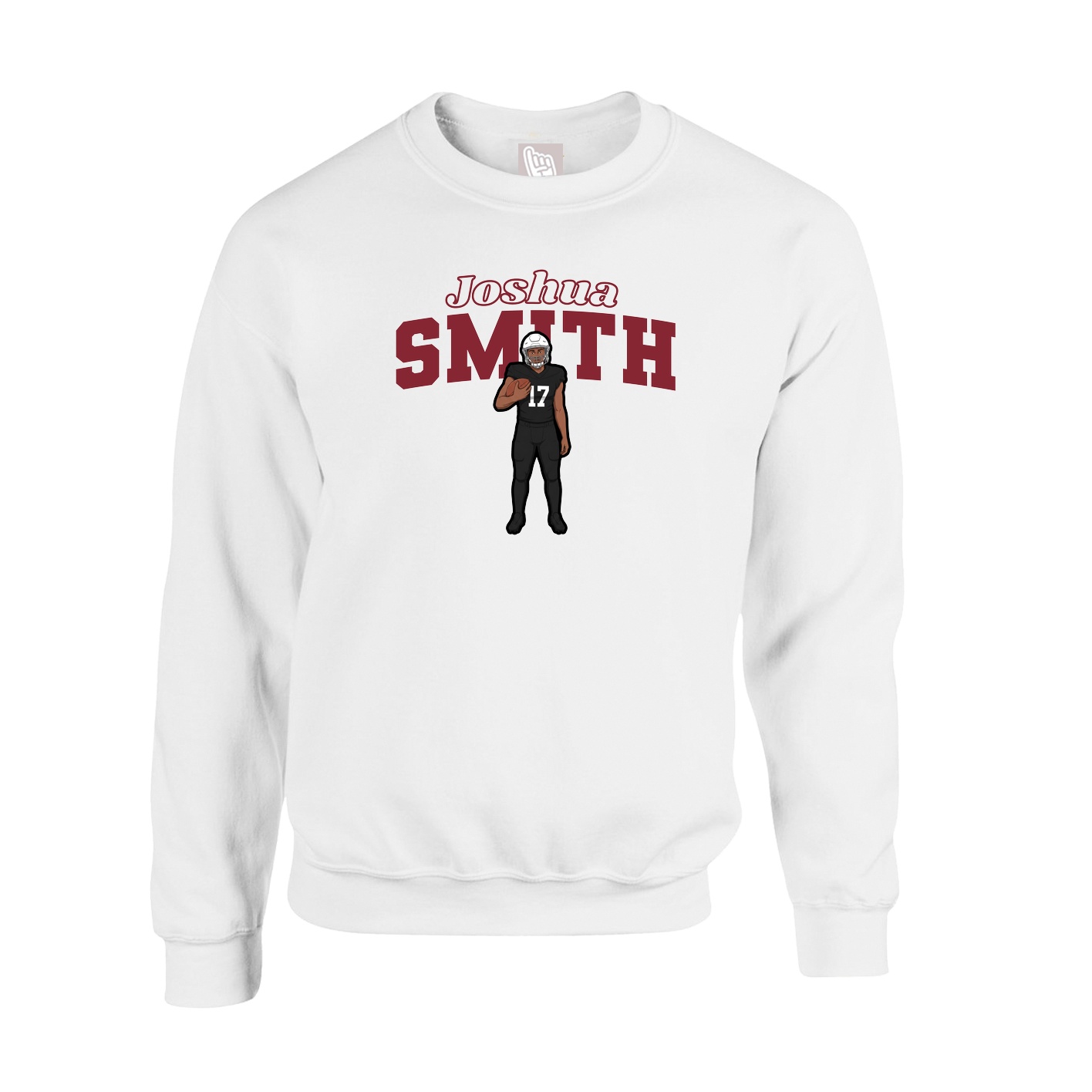 Fleece Crew — Name Arch in White