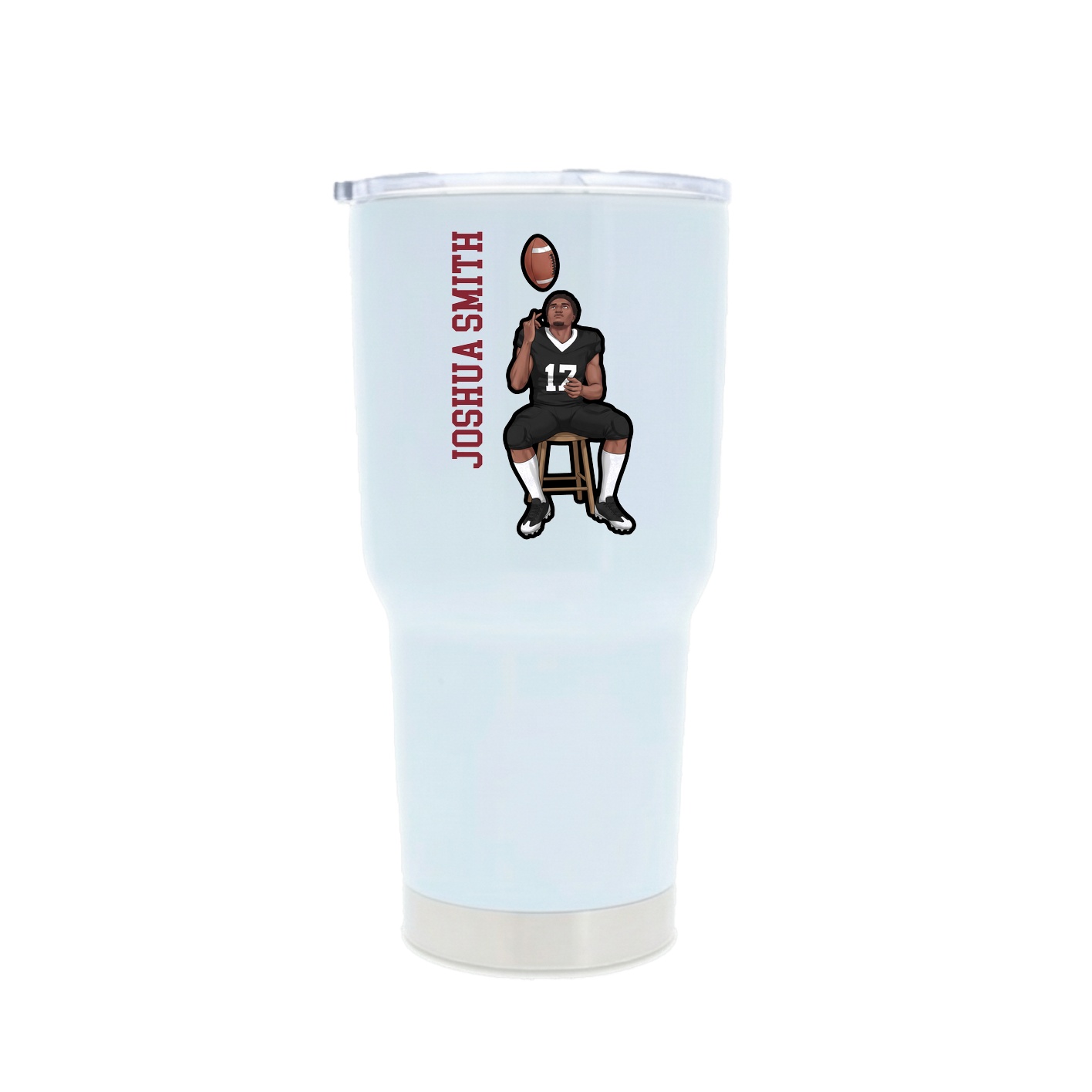 30oz Stainless Steel Tumbler — Name Vertical in White