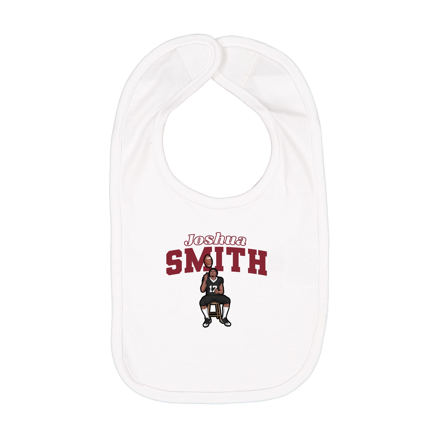 Infant Bib — Name Arch in White