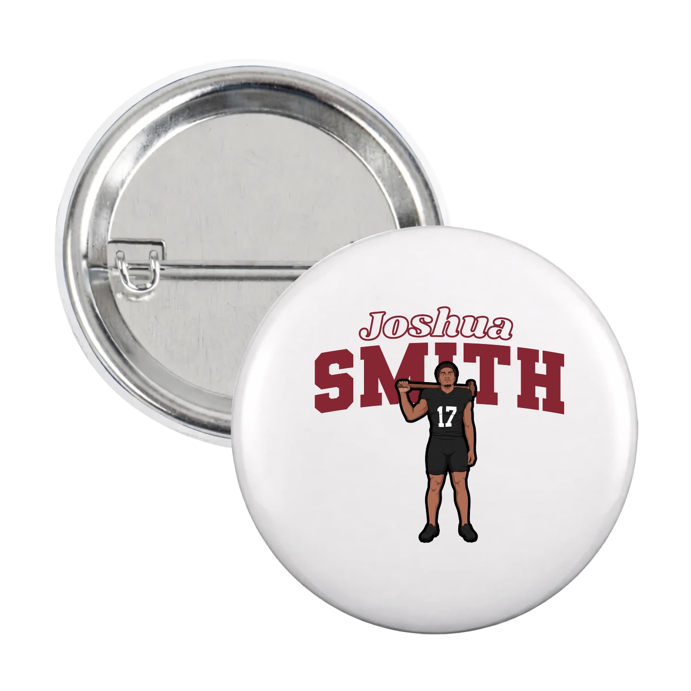 Game Day Button — Name Arch in White