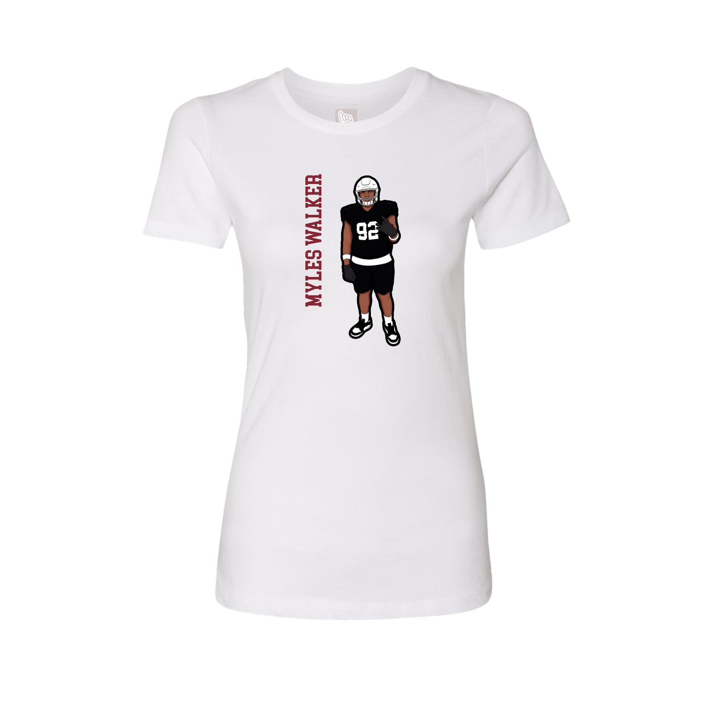 Fitted Women's Tee — Name Vertical in White