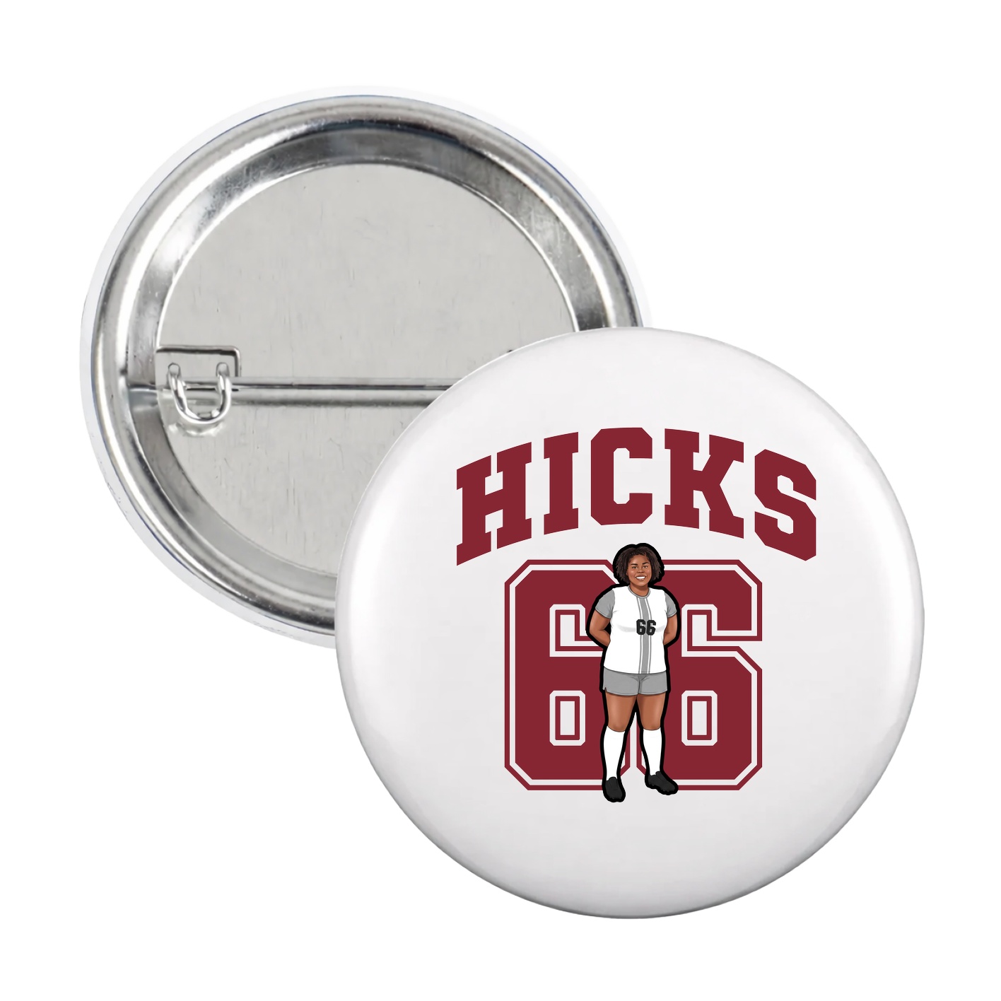 Game Day Button — Number in White