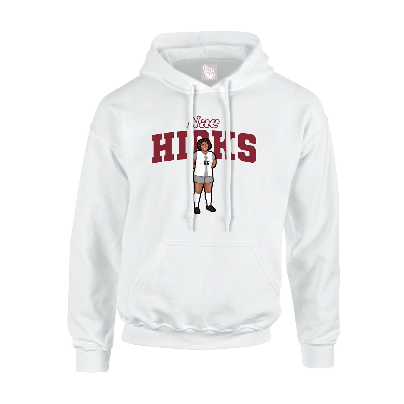 Youth Hoodie — Name Arch in White