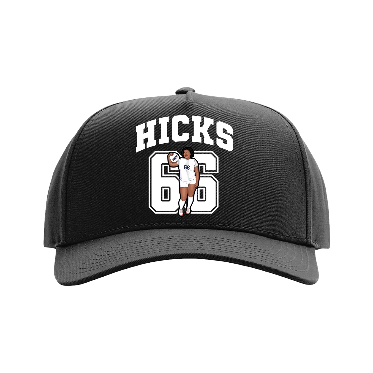 Full Fabric Five-Panel Champ Cap — Number in Black