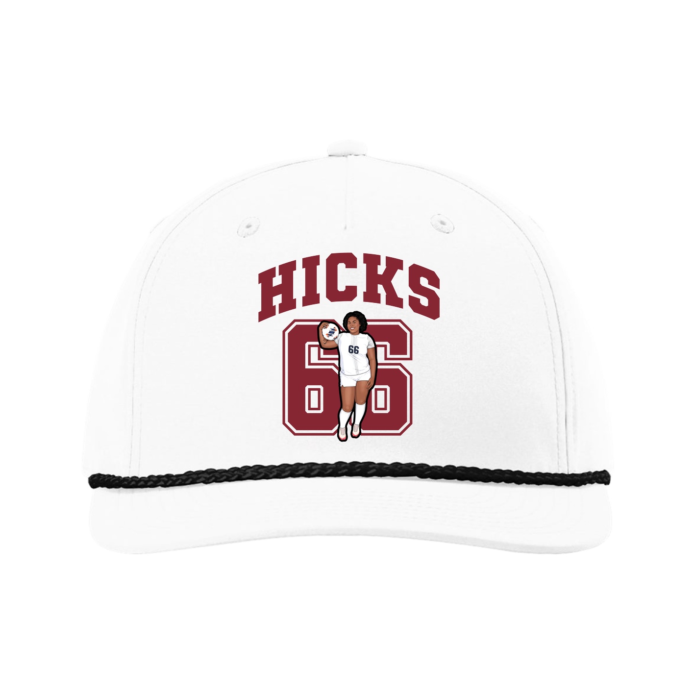Five-Panel Classic Rope Cap — Number in White