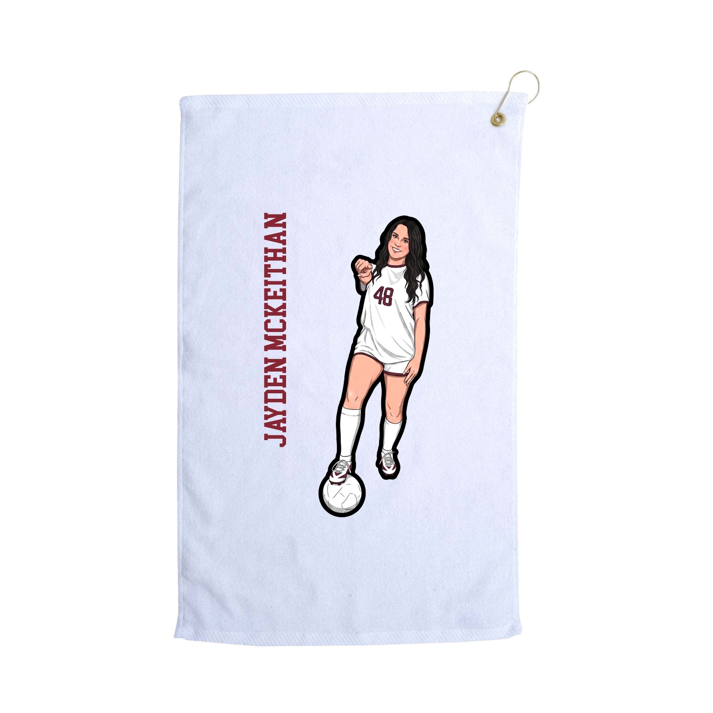 Golf Towel — Name Vertical in White