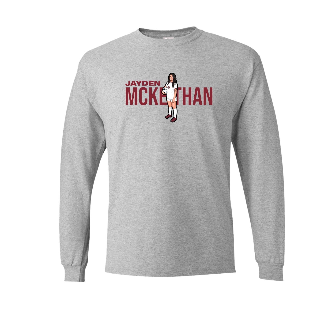 Long Sleeve Tee — Player Name in Grey