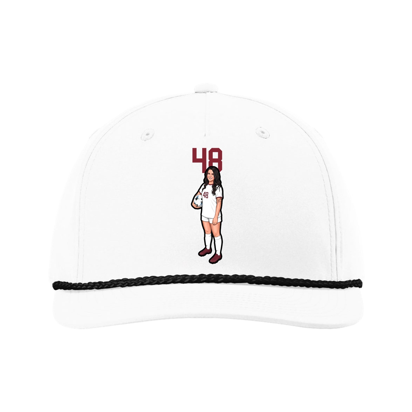 Five-Panel Classic Rope Cap — Number Top in White
