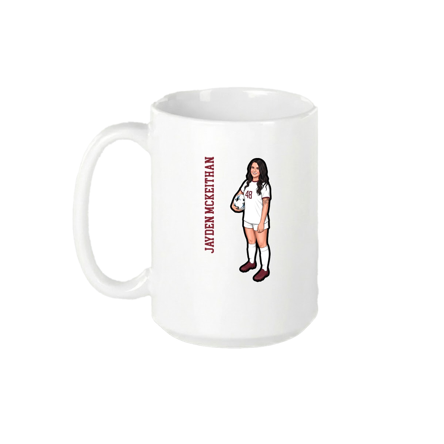 15oz Coffee Mug — Name Vertical in White