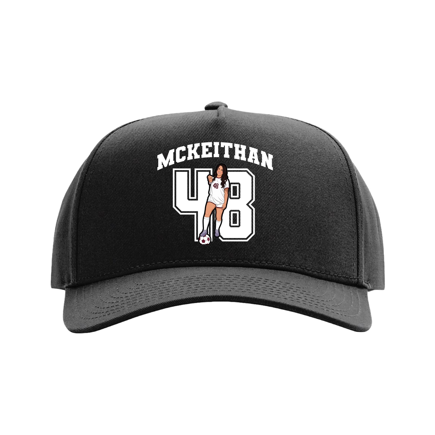 Full Fabric Five-Panel Champ Cap — Number in Black