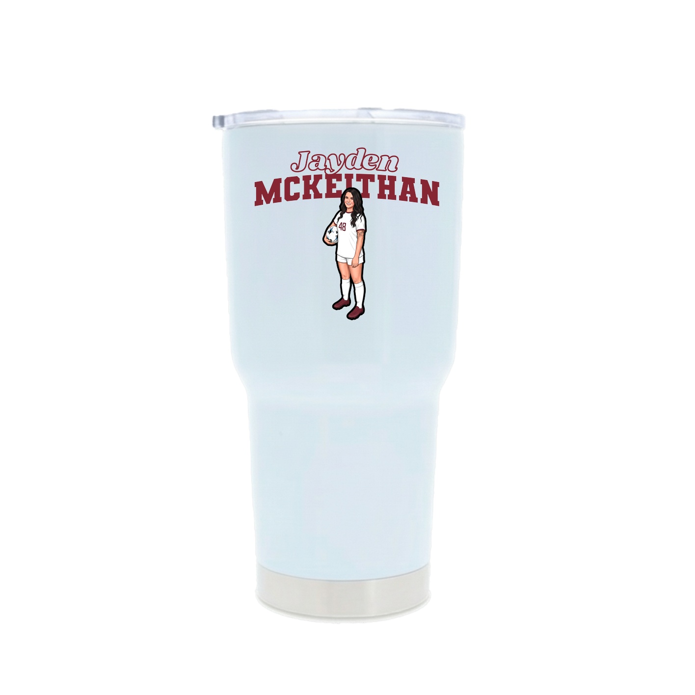 30oz Stainless Steel Tumbler — Name Arch in White