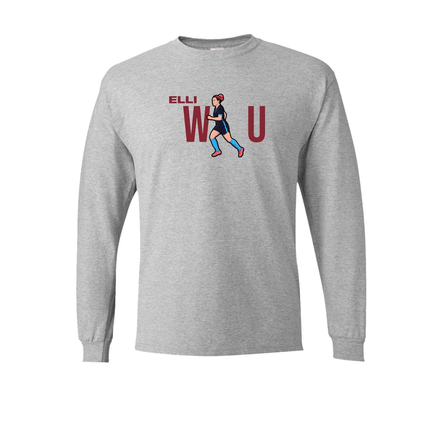 Long Sleeve Tee — Player Name in Grey