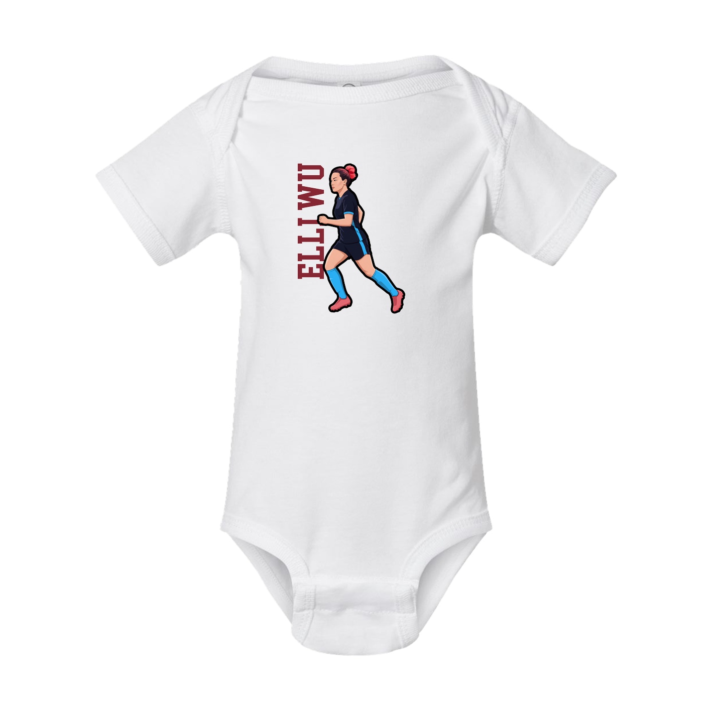 Baby Onesie — Name Vertical in White