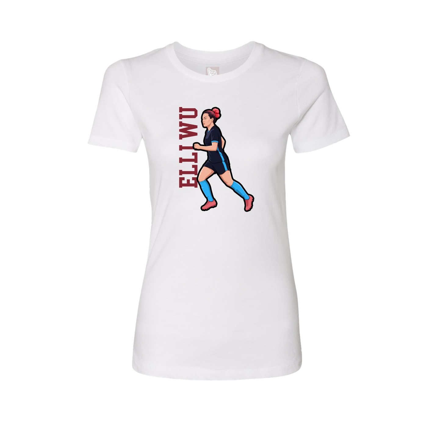 Fitted Women's Tee — Name Vertical in White