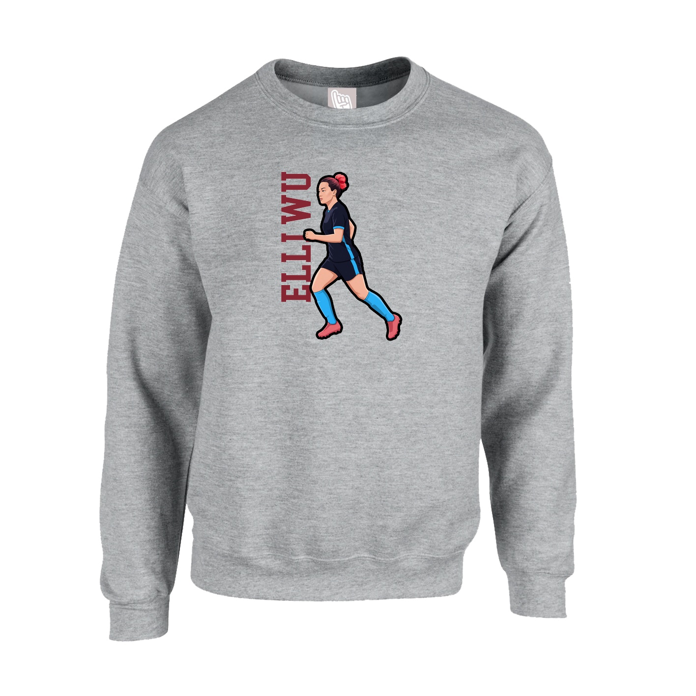 Fleece Crew — Name Vertical in Grey