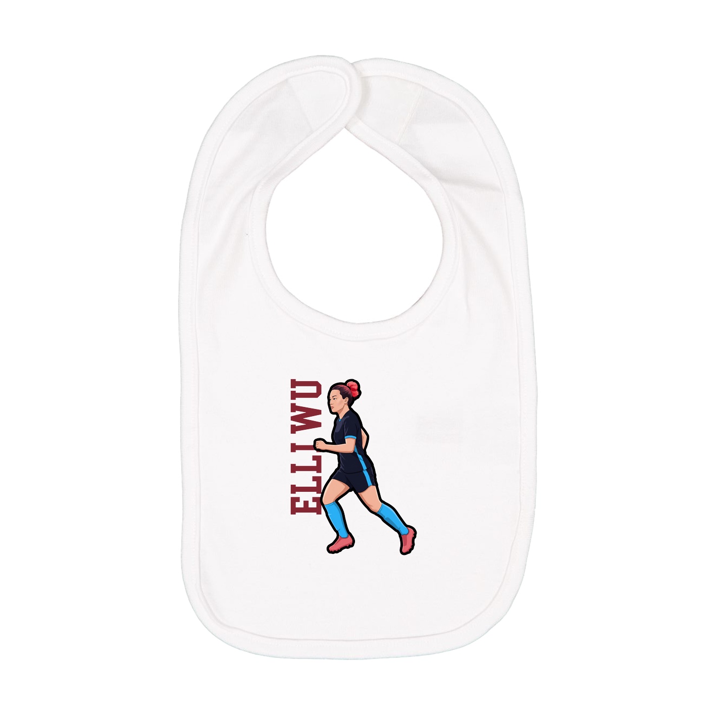 Infant Bib — Name Vertical in White