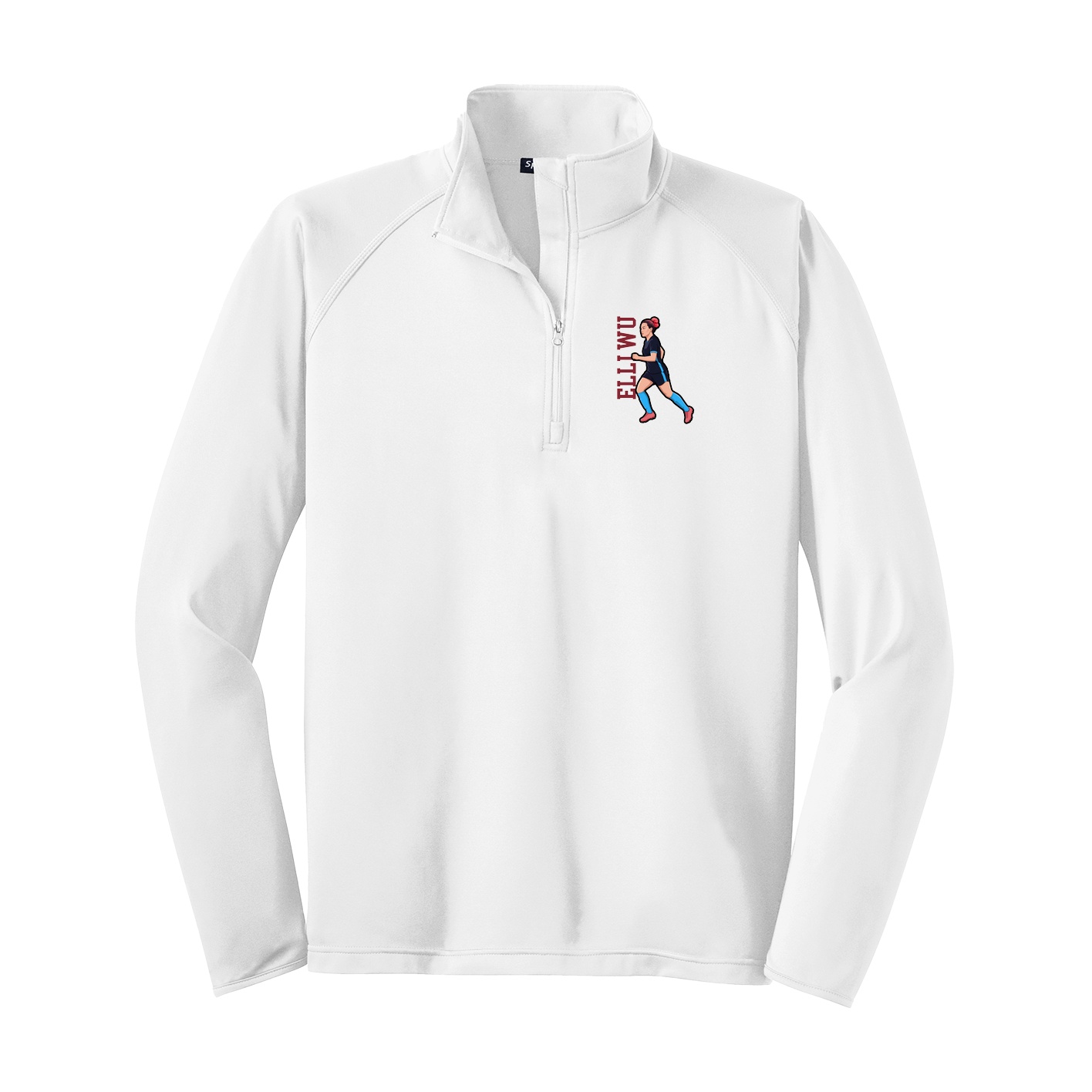 Q-Zip Pullover — Name Vertical in White