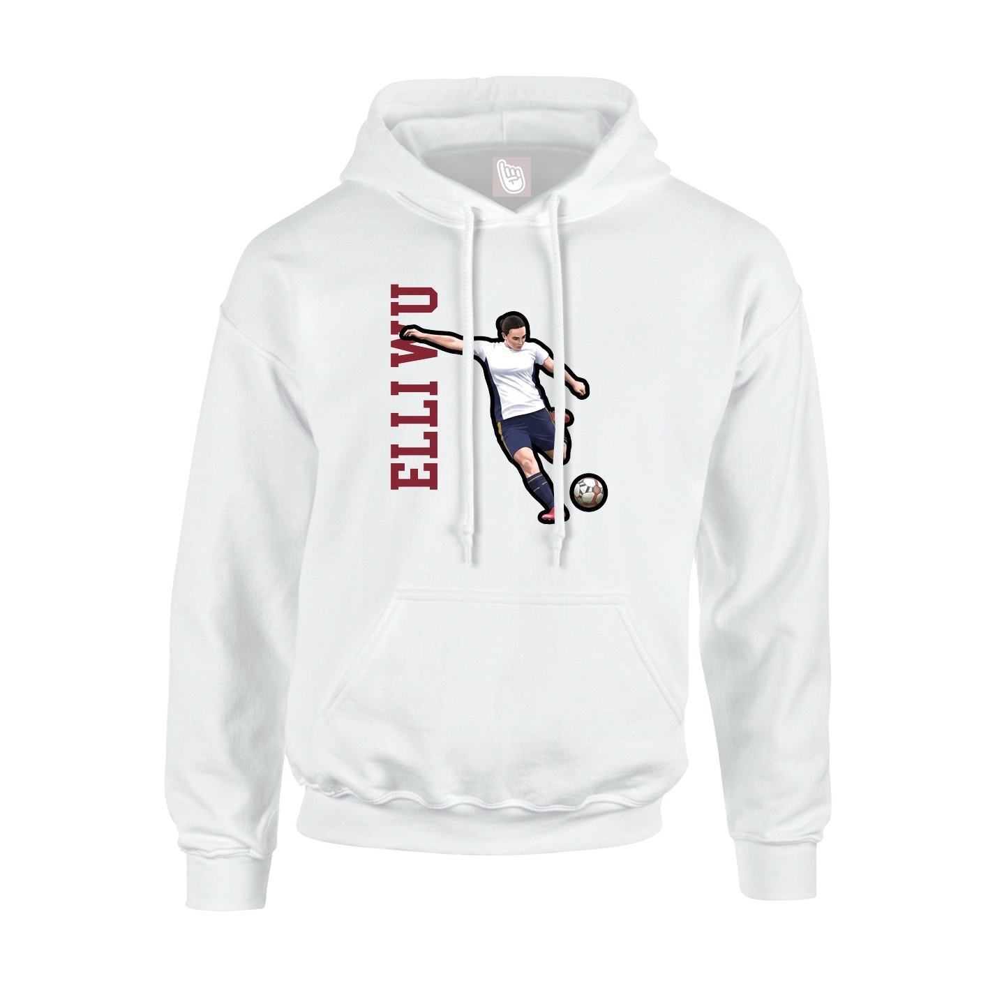 Youth Hoodie — Name Vertical in White