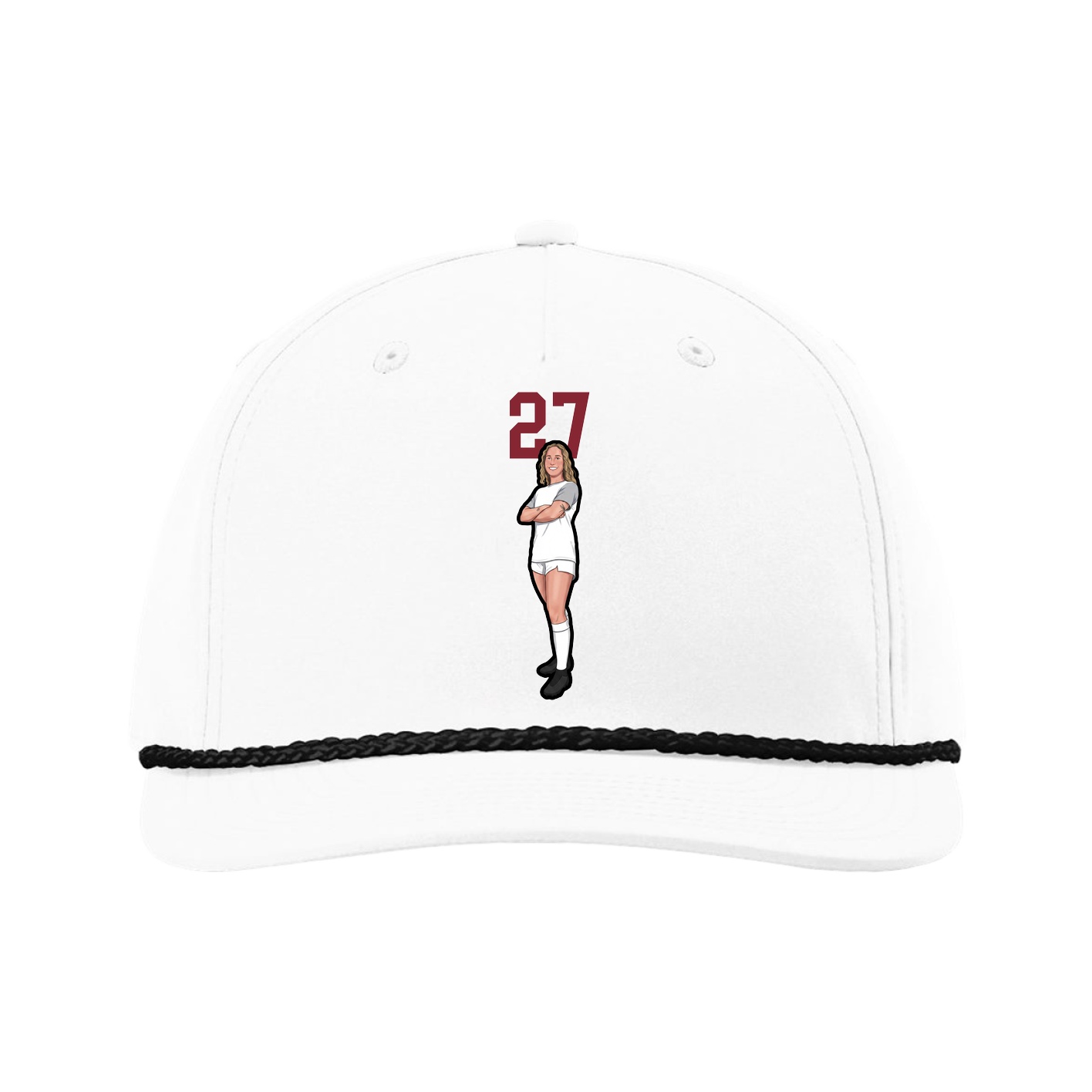 Five-Panel Classic Rope Cap — Number Top in White