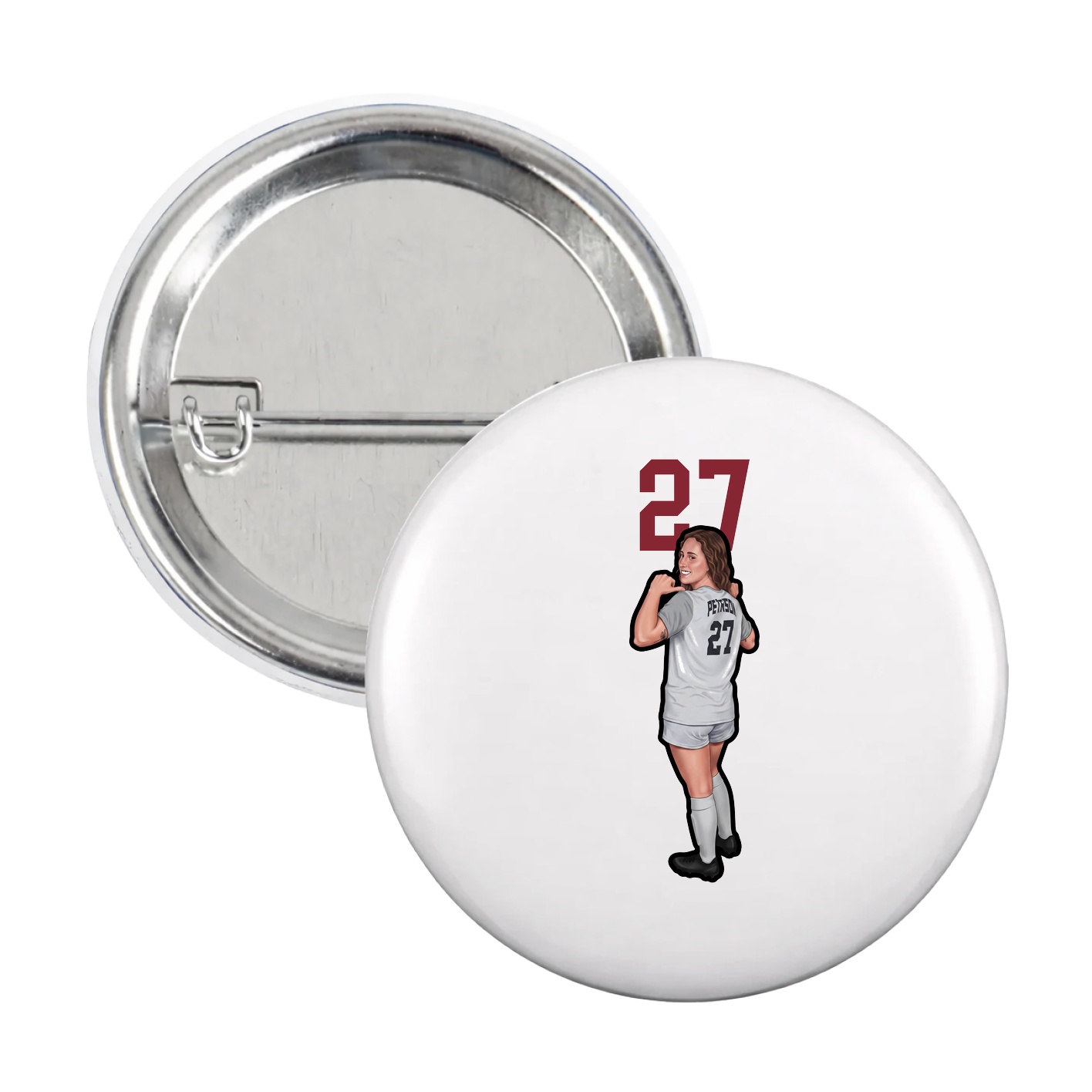Game Day Button — Number Top in White