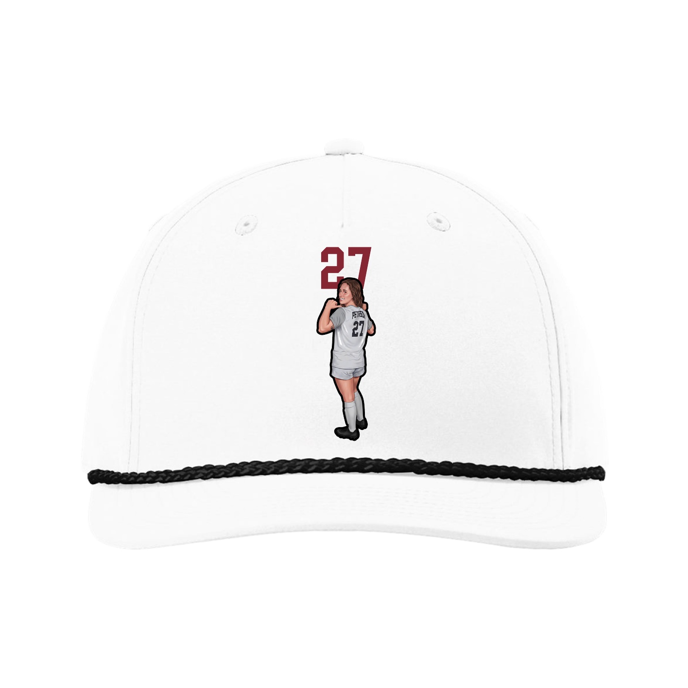 Five-Panel Classic Rope Cap — Number Top in White