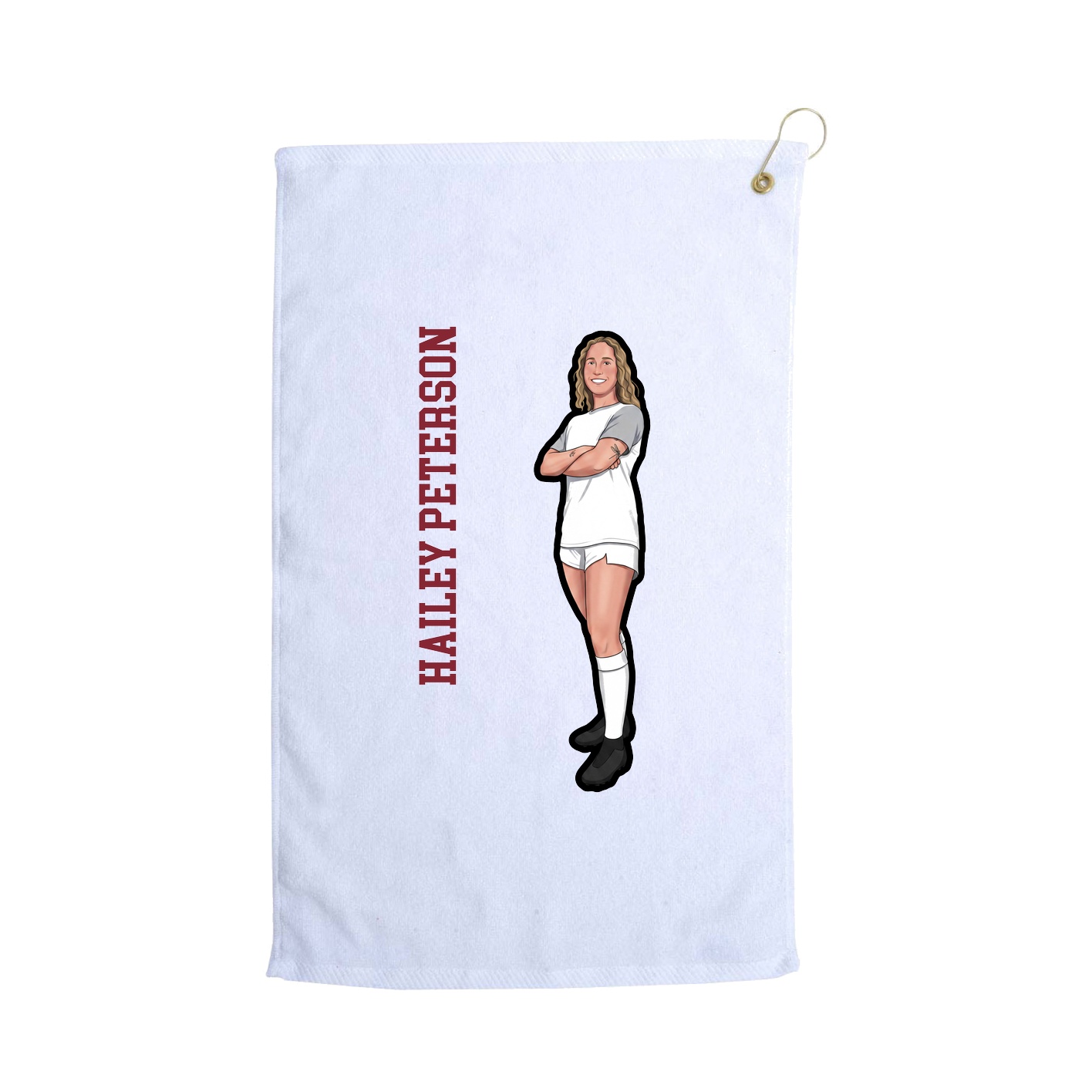 Golf Towel — Name Vertical in White