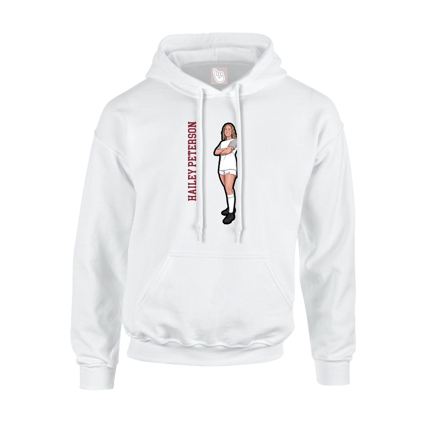 Youth Hoodie — Name Vertical in White