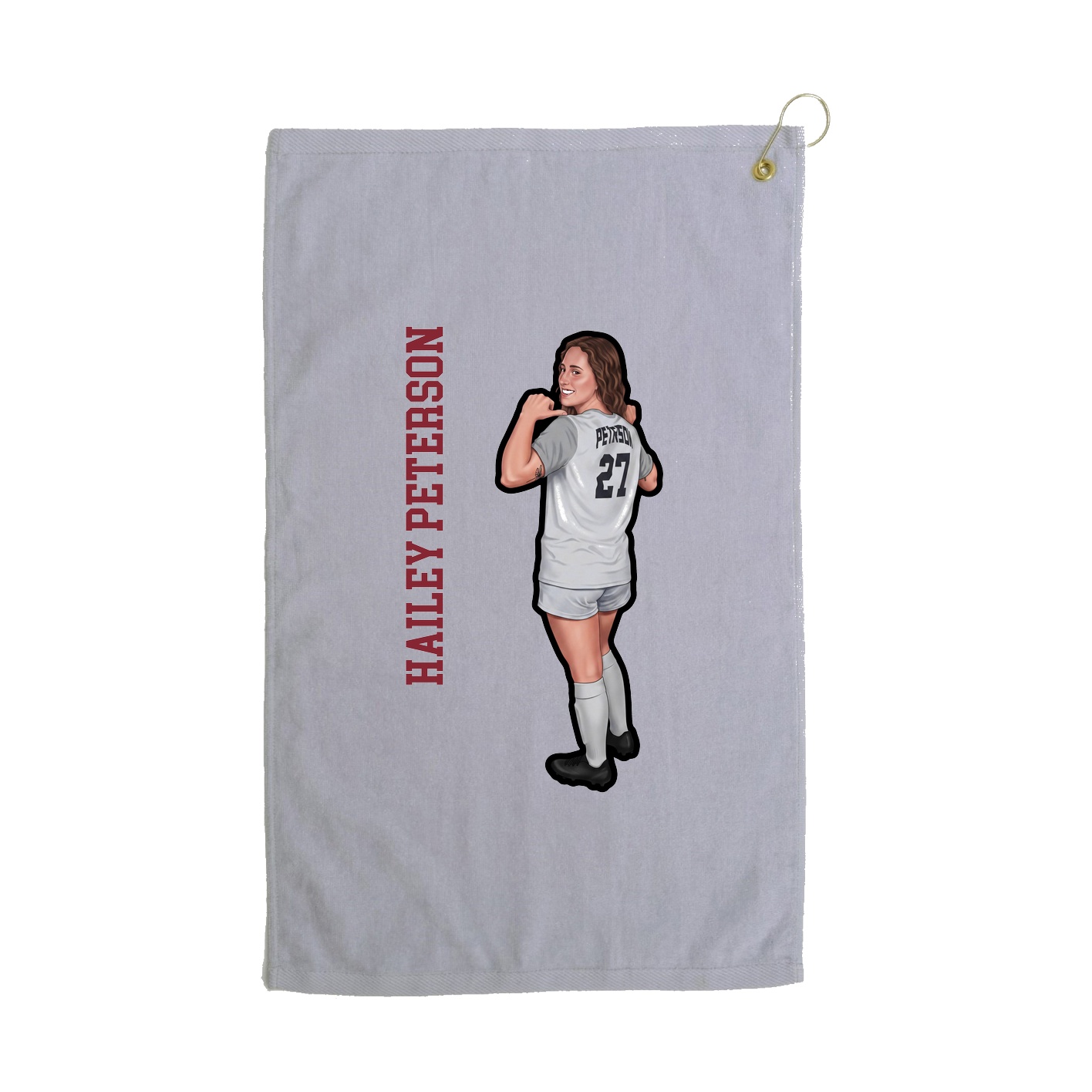 Golf Towel — Name Vertical in Grey