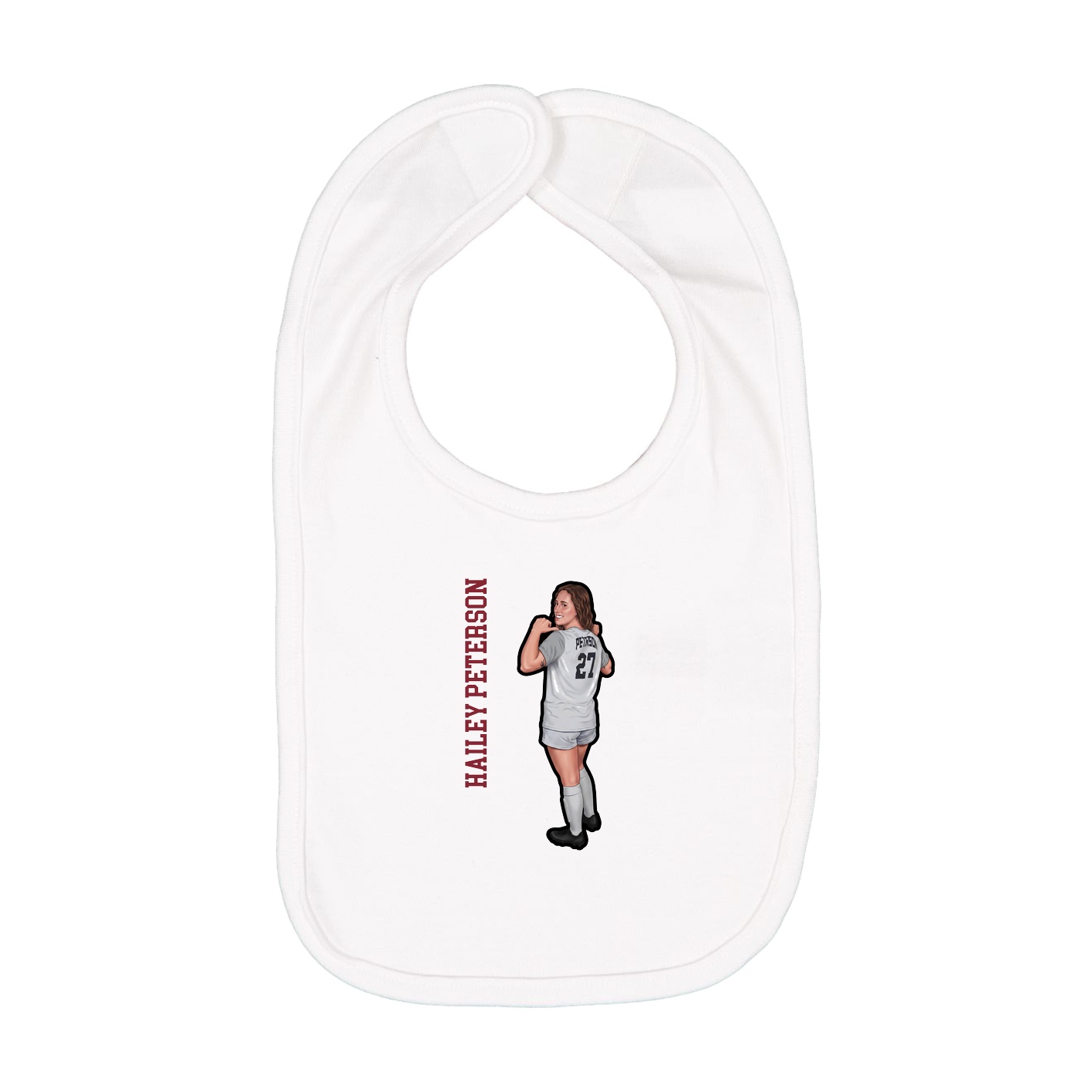 Infant Bib — Name Vertical in White