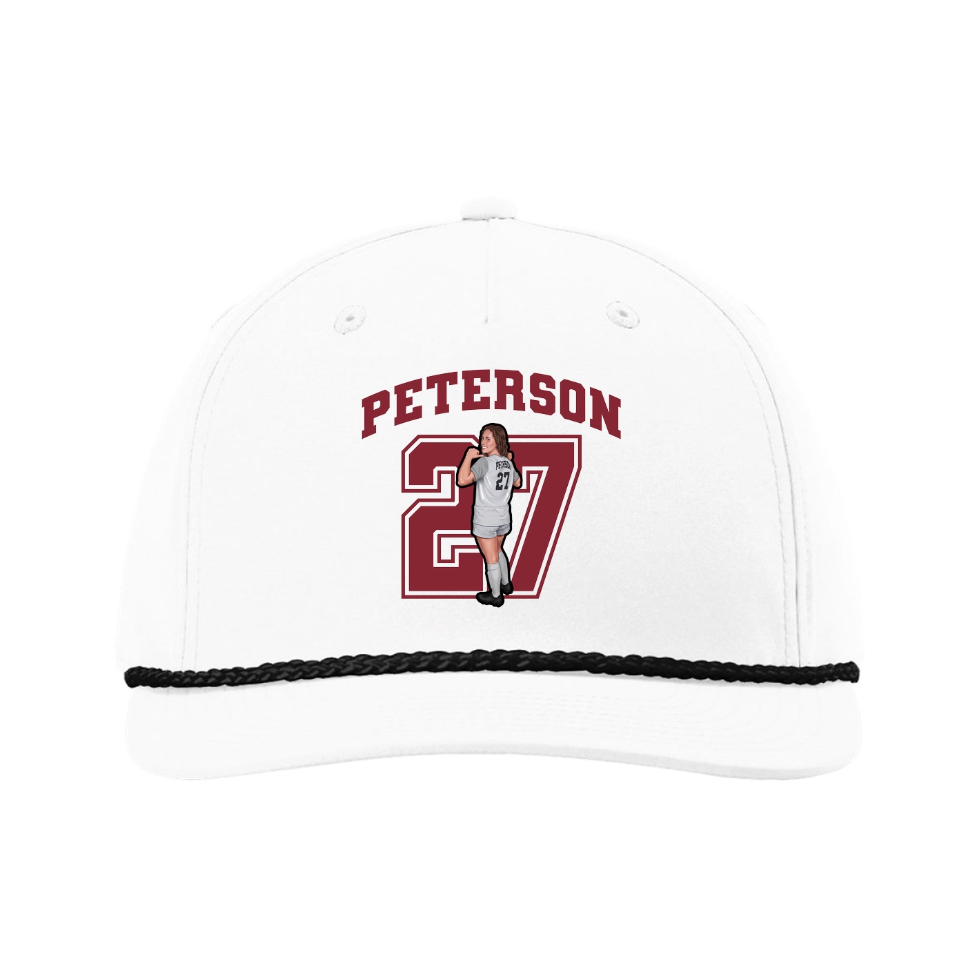 Five-Panel Classic Rope Cap — Number in White