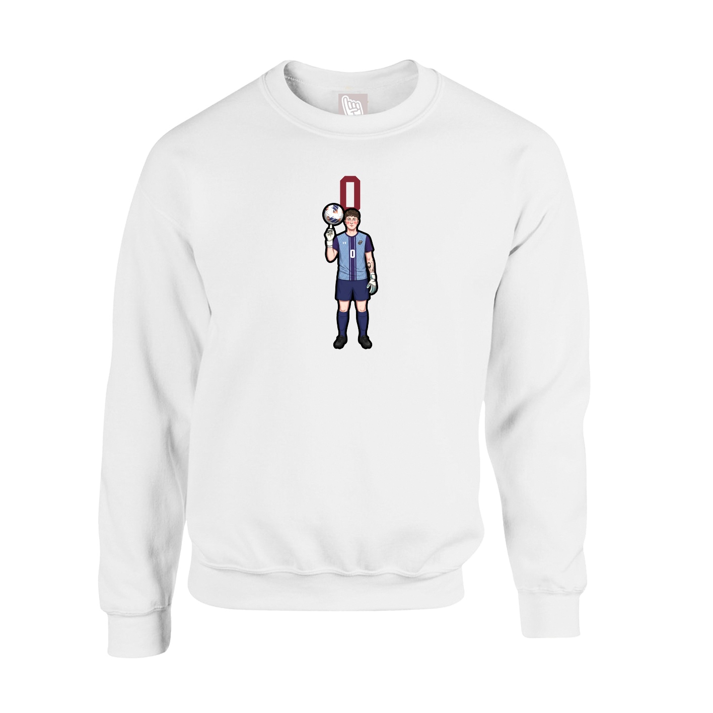 Fleece Crew — Number Top in White
