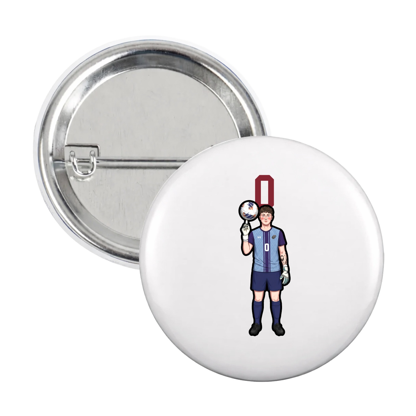 Game Day Button — Number Top in White