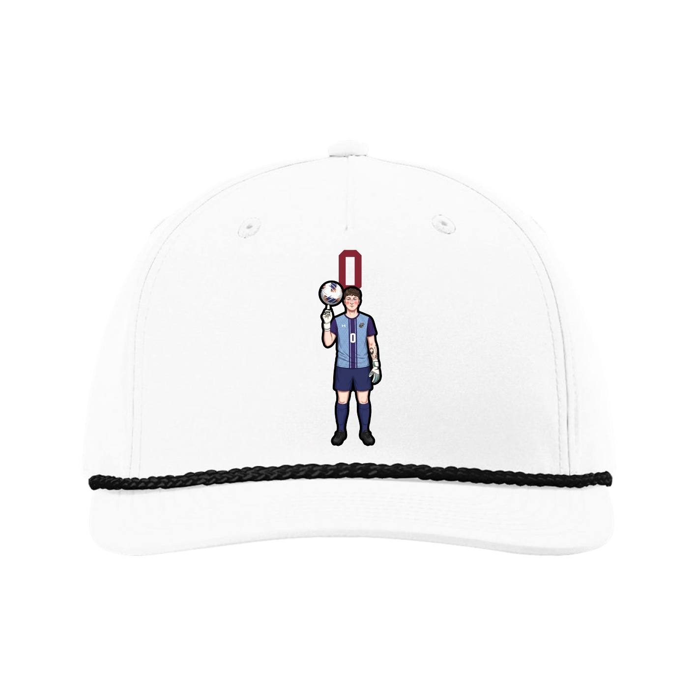 Five-Panel Classic Rope Cap — Number Top in White