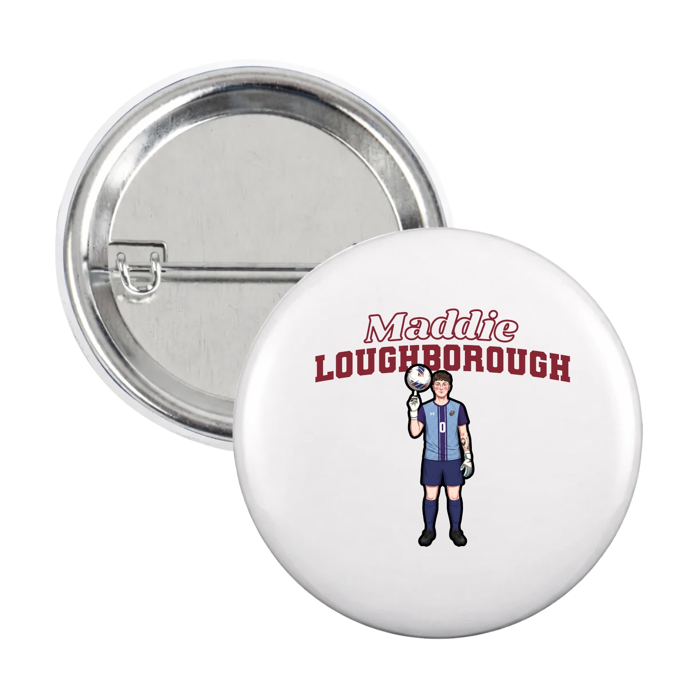 Game Day Button — Name Arch in White