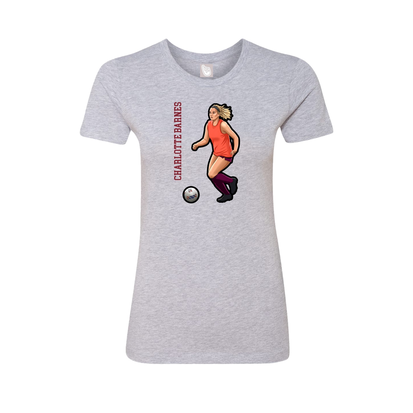 Fitted Women's Tee — Name Vertical in Grey