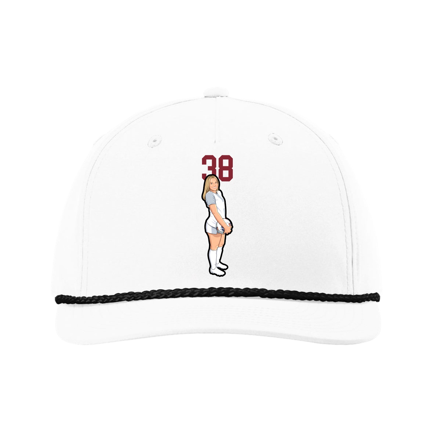 Five-Panel Classic Rope Cap — Number Top in White