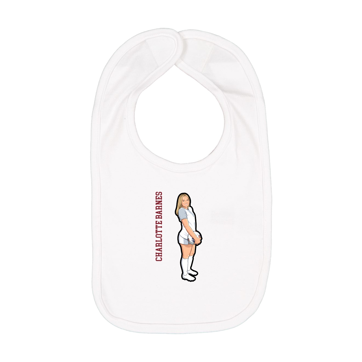 Infant Bib — Name Vertical in White