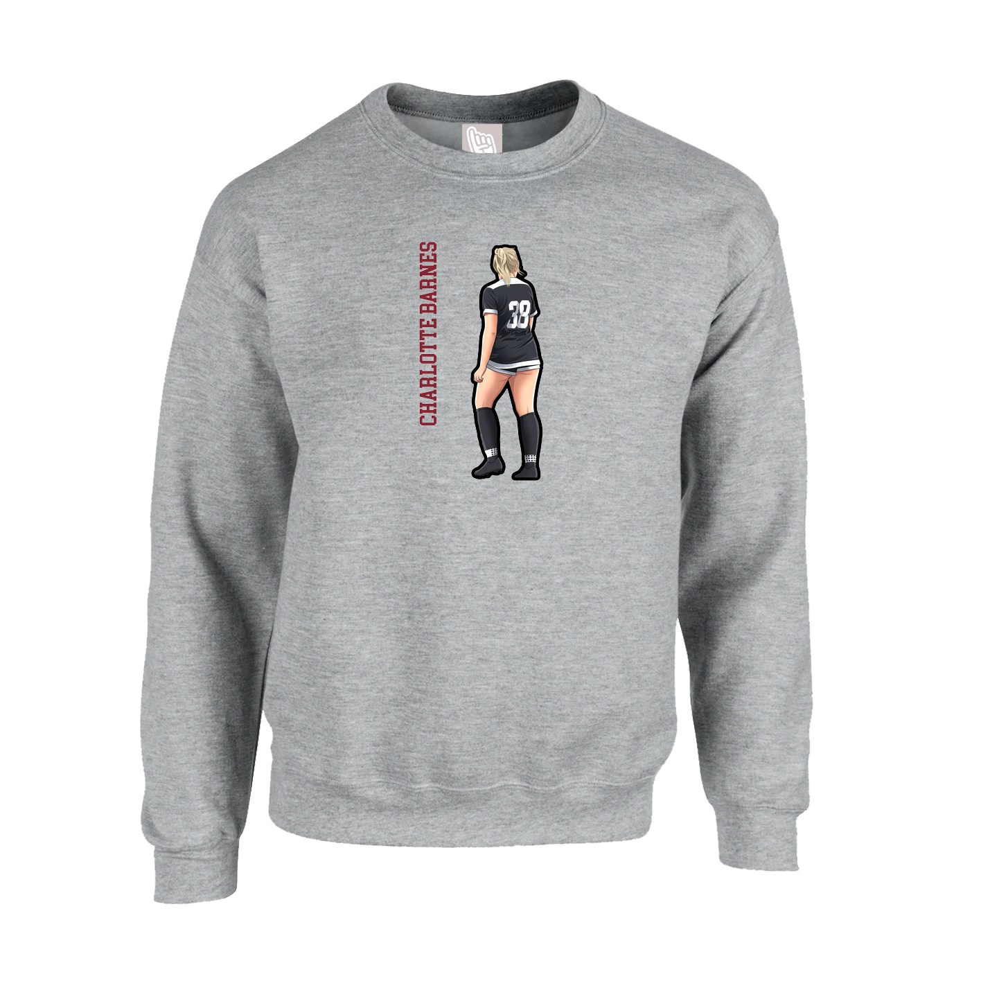 Fleece Crew — Name Vertical in Grey